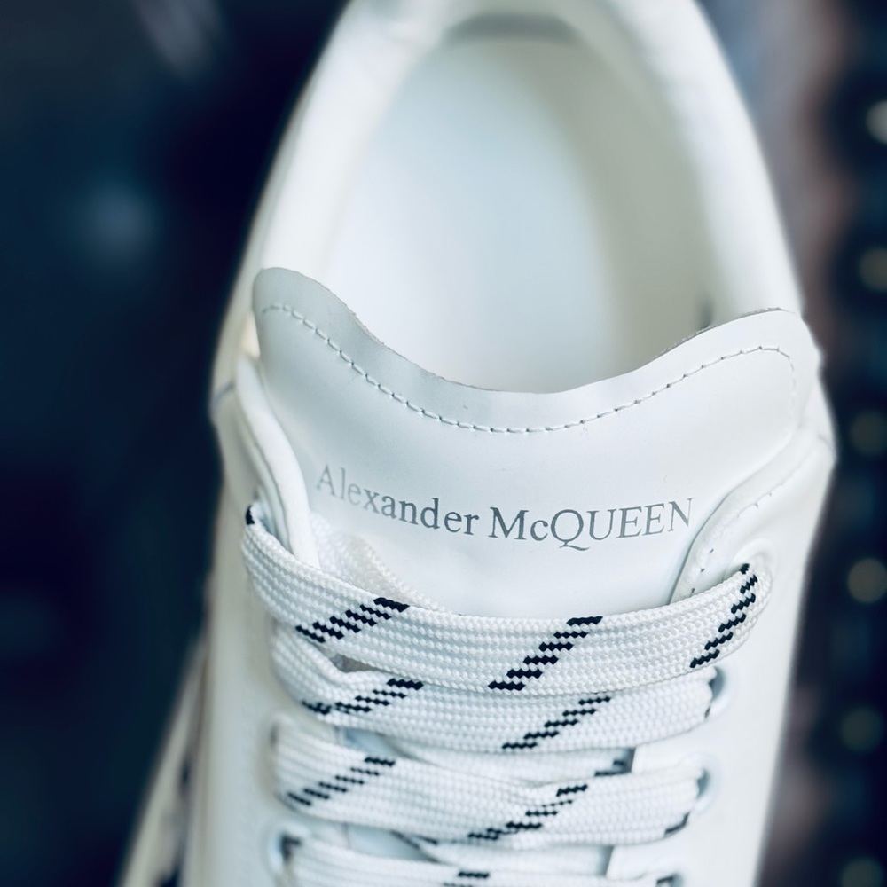 Alexander McQueen White and Black Logo Sneakers - Picture 4 of 5